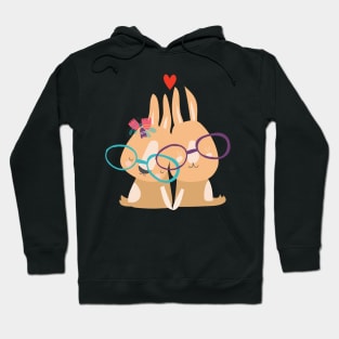 Bunny couple wearing glasses Hoodie